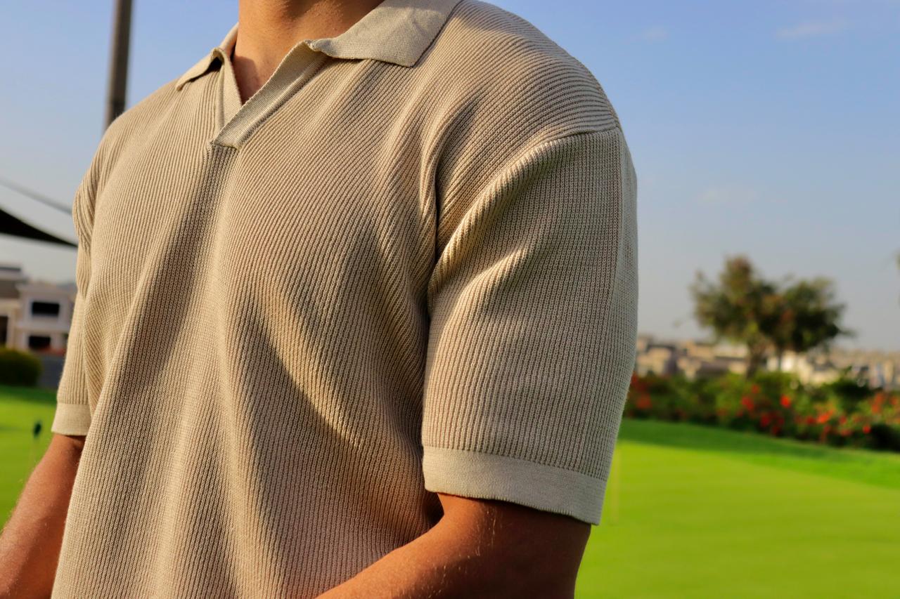 Beige Knitted Polo