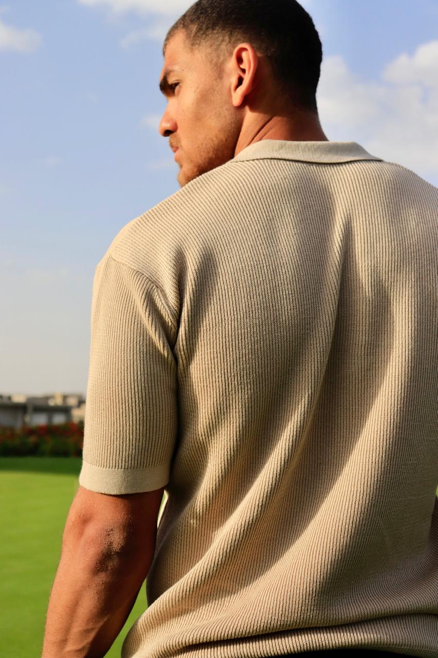 Beige Knitted Polo