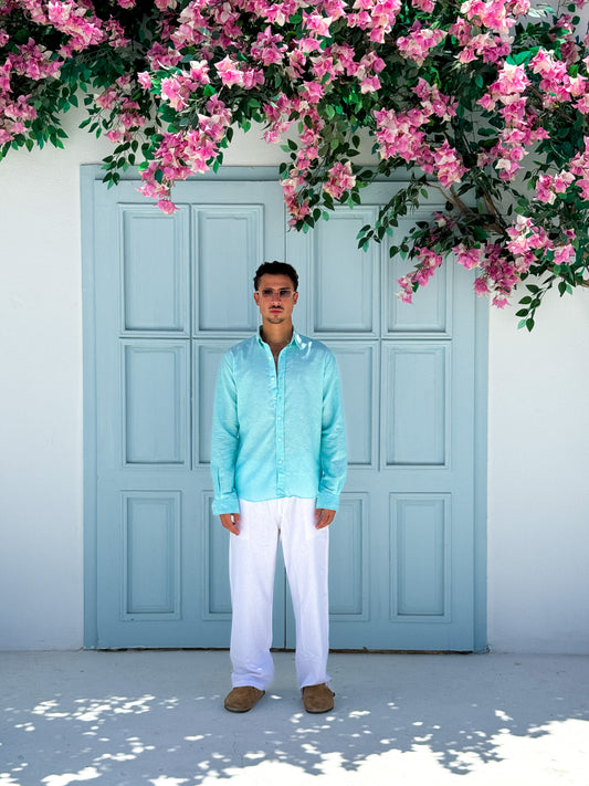 Turquoise Linen Shirt