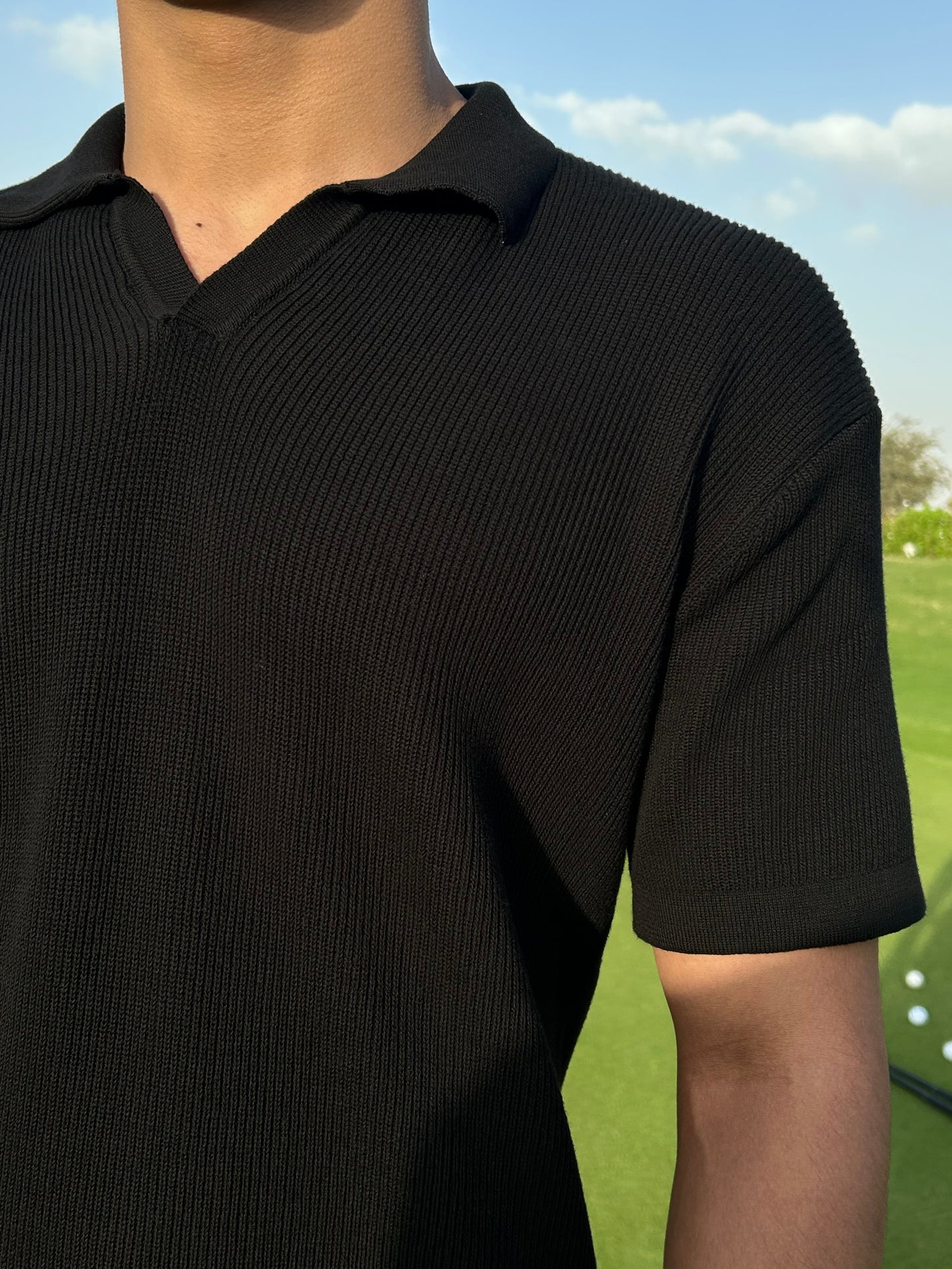 Black Knitted Polo