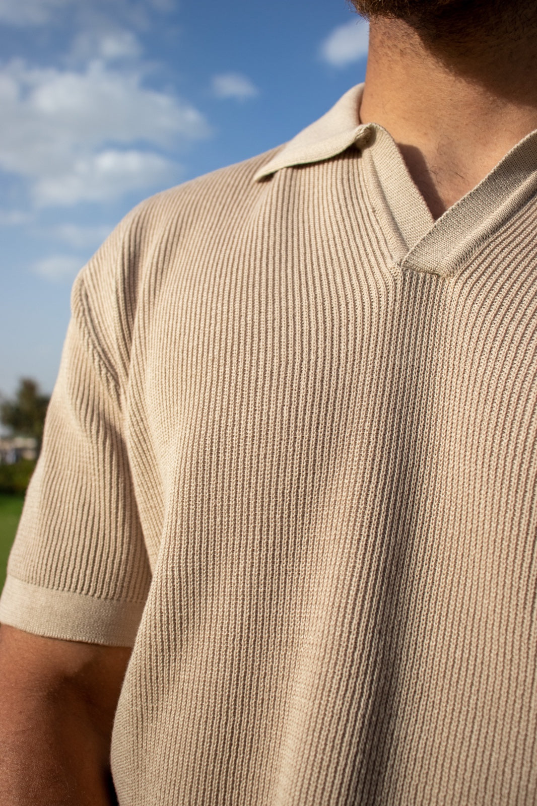 Beige Knitted Polo